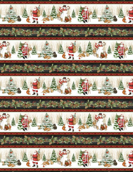 Designer-Baumwollstoff Winter Forest Repeating Stripe (10 cm)